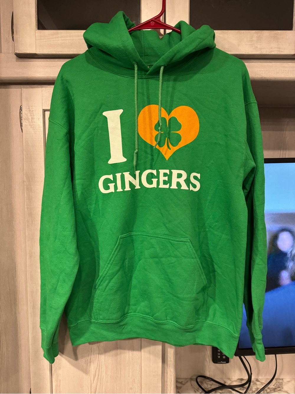 Gildan Green Crewneck Hoodie with Yellow Heart & White 'GINGERS' Graphic